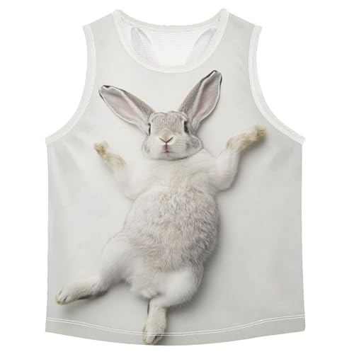 Boys Tank Top Shirts Gray Rabbit Funny Bunny Sleeveless T-Shirts Crew Neck for Kids Clothing Children