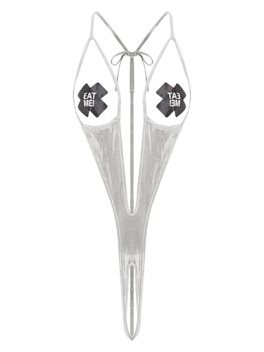 Yihuimin Body de mujer estilo japonés Micro tangas correas de hombro Una pieza sujetador de pecho desnudo sin piernas Teddy Anime Lencería Ropa interior, B Plata., talla única