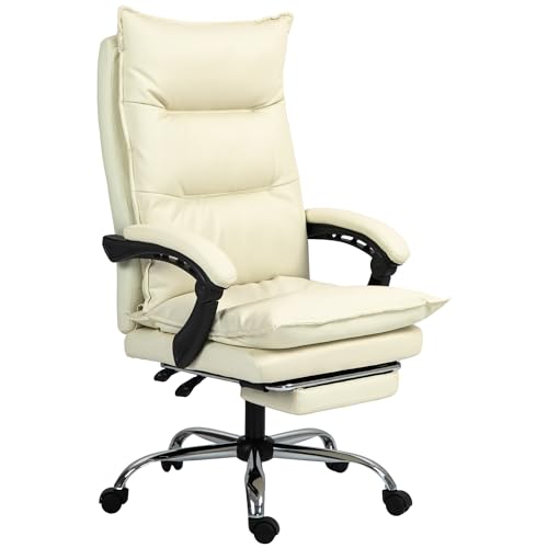Vinsetto Ergonomische kantoorstoel 155° met voetensteun, beige