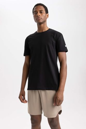 DeFacto DeFactoFit Standart Fit Bisiklet Yaka Baskılı Kısa Kollu%100 Pamuk Tişört Siyah XS - Görsel 3