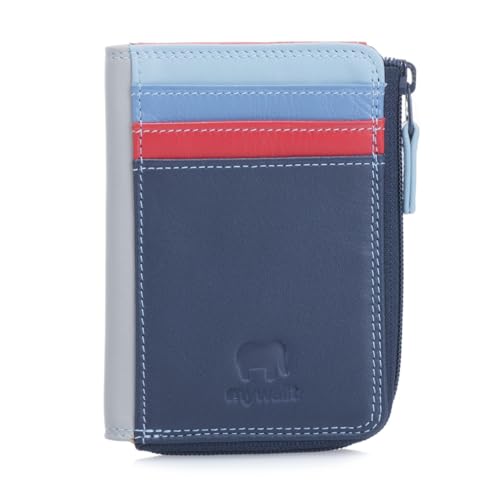 mywalit Small Zip Leather Purse | 3 Card Slots | ID Window & Coin Pocket | Royal | Stylish & Compact Accessory for Men & Women | Perfect for Everyday Use