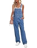 luvamia Women's Jumpsuit Loose Jumpsuits for Women Womens Bib Overalls Womens Blue Denim Overalls Classic Blue Size X-Large Fits Size 16 / Size 18