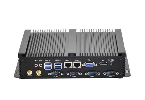 Image of Silent Industrial Mini PC, i5 CPU Fanless Mini Computer, 8GB DDR3L RAM, 512GB SSD, 4xCOM RS232, 2xNICs, HD&VGA Dual Display, WiFi, Full Metal Case, W-11 Pro