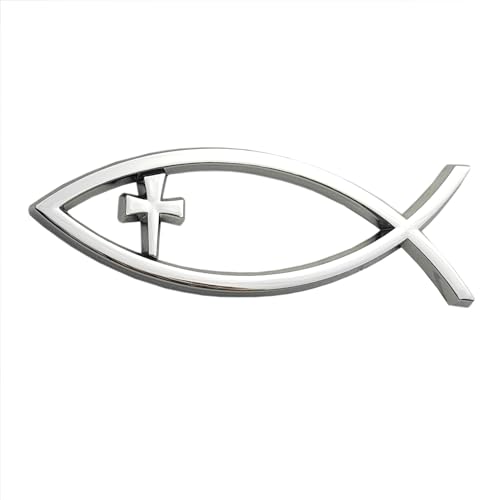 Emblema de cruz de pez en ABS plateado OnlyYou.X para tunear coches y camionetas