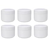 ericotry 6PCS White Plastic Jar with Dome Lid 8 Oz (250g) Refillable Make-up Cosmetic Jars Empty Face Cream Lotion Storage Container Pot Case Plastic Storage Containers for Household or Domestic Use