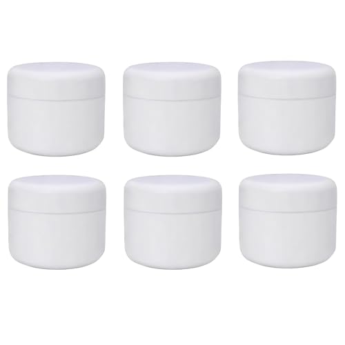 ericotry 6PCS White Plastic Jar with Dome Lid 8 Oz (250g) Refillable Make-up Cosmetic Jars Empty Face Cream Lotion Storage Container Pot Case Plastic Storage Containers for Household or Domestic Use