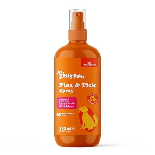 Zesty Paws Flea & Tick Spray for Dogs | Naturally Deters Pests & Eggs Soothes Itch & Irritated Skin Supports Healthy Coat | With Cedarwood Clove Rosemary & Peppermint Oil 250ml