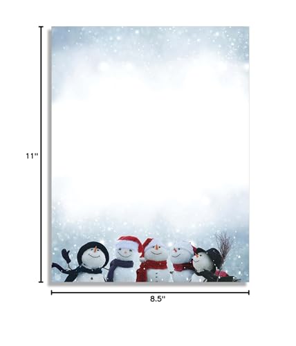 Magical Snowmen Christmas Stationery Paper - 50 Sheets Letterhead for Winter Events - Image 3