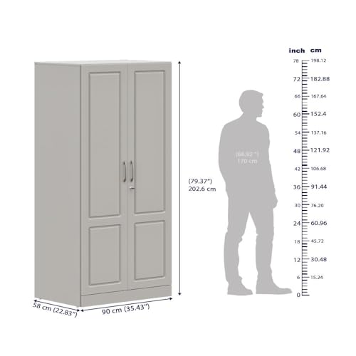 Image of Wakefit Wardrobe for Bedroom | 3 Yr Warranty | Cupboard for Bedroom, Almirah, Wooden Wardrobe, Comes with LED light, Multi-Shelves, Drawer & Hanger, Density:680-750 kg /m, Free Installation(Tyrian-LG)