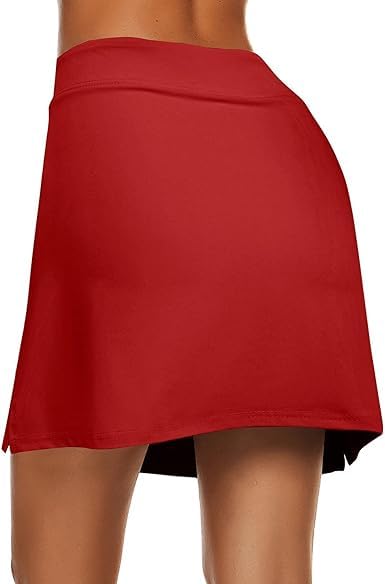 Image of Nora Nico Women's & Girls High Rise Flared Skorts Stretchy Opaque Skater Skirts with Shorts with Side Pocket