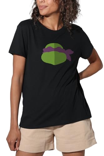 T-shirt TMNT Donnie Face noir XL pour femme par Popfunk