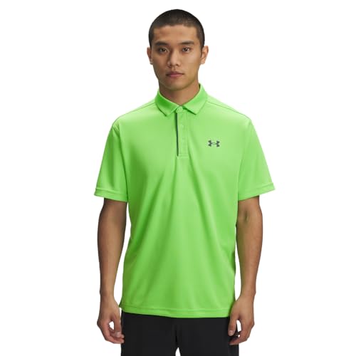Under Armour Men's Tech Golf Polo, (363) Cyber Green / / Pitch Gray, Medium