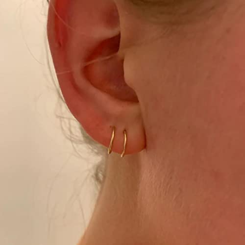 Double Hoop Earrings For Single Piercing，Double Earrings For One Hole Gold，Fake Piercing Silver Double Earring, Handmade Cartilage Piercing, Twist Double Hoop Huggie Earrings, Wrap Earrings Spiral Earrings For Women Girls #TOP1