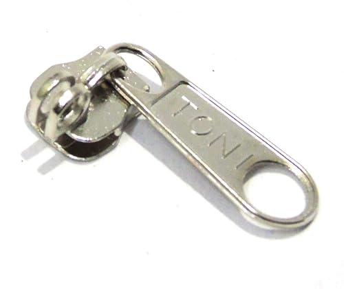 Image of On Blow Steel Zip Slide Runners Size: 5 (Pack of 10 Pieces) - Durable Metal Zipper Slider Fasteners & Replacement Pullers for Repairing Jackets, Coats, Backpacks, Bags, Jeans, and Clothing (Silver)