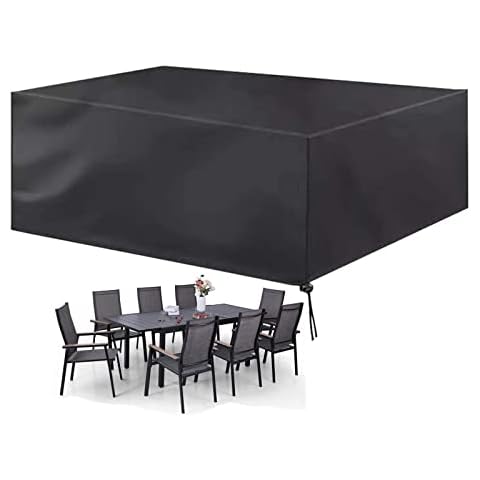 AZJQCHY Patio Furniture Covers Waterproof 250x250, Anti-UV Patio Table Cover Heavy Duty 210D Oxford Tear-Resistant Rectangular Outdoor Patio Furniture Cover Windproof Cover
