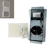 Ductless Exhaust Fan Grille Louver, Motor, Unscented Filter Cartridge and Metal Housing, Bathroom Ventilation Wall-Ceiling Ductless Fan Set for Apartments, Condominiums, Hotels -COMPLETE UNIT (BEIGE)