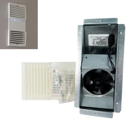 Ductless Exhaust Fan Grille Louver, Motor, Unscented Filter Cartridge and Metal Housing, Bathroom Ventilation Wall-Ceiling Ductless Fan Set for Apartments, Condominiums, Hotels -COMPLETE UNIT (BEIGE)