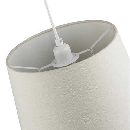 Contemporary Light Cream Linen Fabric Drum Lamp Shade with White Cotton Inner | 30cm x 20cm x 25cm | for Lamp Base or Hanging Pendant by Happy Homewares - Image 4