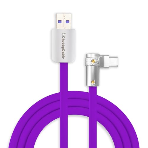 chubbycable 120W Charging Cable 90° USB C to C Cable, Purple, 16.4FT