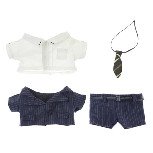 niannyyhouse 10cm 20cm ぬいぐるみ 服 上着 シャツ ネクタイ ズボン ストライプ スーツ コットンドール 着せ替え (Blue 20cm)