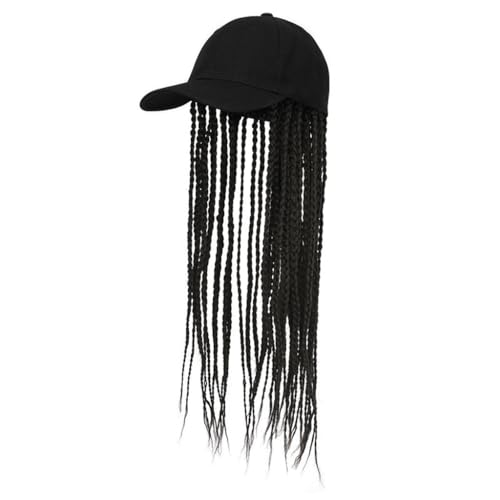 JUNXIAN Wig Cap Wig Hat Women Long Straight Hair Peaked Hat Fashion Natural Realistic Wig Hat for Black White Women Synthetic Braids Hat Wig Wig Hat(A)