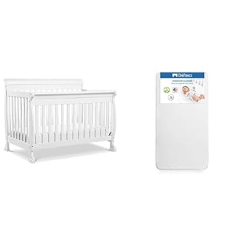 DaVinci Kalani 4-in-1 Convertible Crib in White with Complete Slumber Crib Mattress
