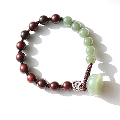 Bouddhisme charme de jade vert hé et pterocarpus striata fait main pour femme