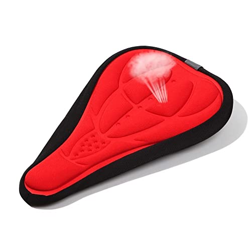 WEbjay Fahrradsattel üBerzug Fahrrad Fahrrad Silikon 3D Sattel Sitzbezug Pad Gepolstertes Weiches Kissen Komfort Fahrradsattel Gelsattel Damen üBerzug (Color : Red)