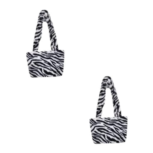 SOIMISS 2 Piezas Bolso De Hombro De Felpa Bolso Del Teléfono Celular Bolso Shopper De Piel Sintética Bolso De Hombro De Cebra Bolso Bandolera De Las Mujeres Blanco Mini Poliéster