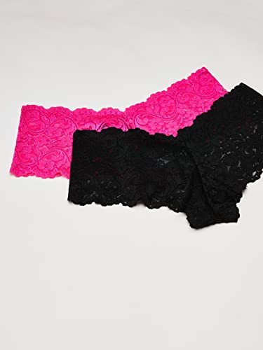 Smart & Sexy Women's Signature Lace Cheeky Panty 2 Pack, Medium Pink/Black, 9 #TOP4