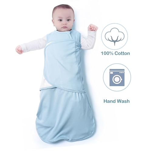 Image of Baby Sleep Sack Swaddle 3-Way Adjustable Wearable Blanket 100% Cotton.