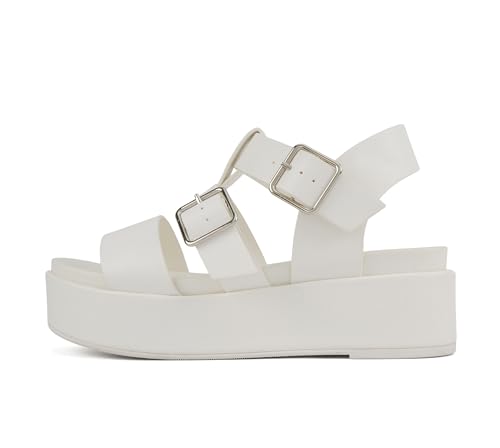 Image of Soda inchSTELLAR inch ~ Women Flatform Multi Strap Double Buckle Open Toe Ankle Strap Platform Wedge Sandals