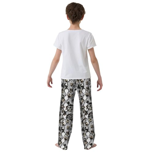ZZXXB Black Snake Print Boys Long Pants Soft Trousers Elastic Waist Kids Lounge Bottoms with Pockets S-XL3