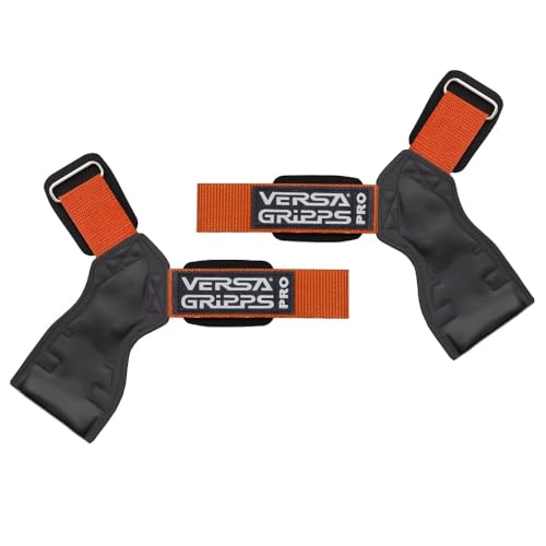 Versa Gripps Pro, Made in USA, Wrist Straps for Weightlifting Alternative, Best Training Accessory, M/L, Orange
