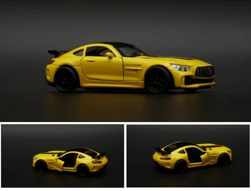 Image of SHAKTISM Die-Cast Metal Car Toy -1:36 Scale, Opening Doors, Pull Back Function, Collectible Toy, Racing Car for Kids Birthday Gift for Boys Girls (Yellow Benz GT Diecast)