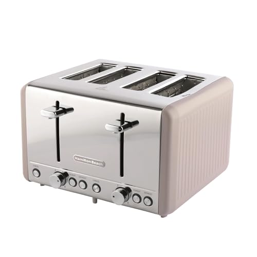Hamilton Beach Toaster 4 Slice, Harmony, 1850W, 6 Browning Controls, Defrost, Reheat & Cancel Settings, Removable Crumb Tray, High Lift Eject, Cappuccino - HBT018C
