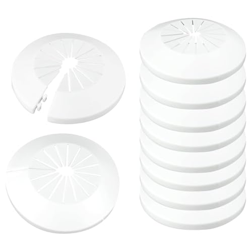 10 Stück Heizungsrohr Rosette Rohrabdeckung, Rohrabdeckungen Heizkörper Weiß, Abdeckung für 10-25mm Durchmesser Rohre Abdeckung, für Heizungsrohre, Warm und Kaltwasserrohre, Abflussrohre