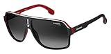 Carrera CA1001/S 0BLX/9O 62M Matte Black Red/Dark Gray Gradient Plastic Aviator Sunglasses For Men...