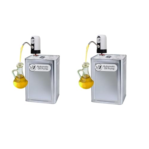 Image of Oil Panda Automatic Stainless Steel Oil Dispenser Pump (Pack of 2) for 15 L /kg Tin | USB Rechargeable with Food Grade Flexible Pipe | Spill Control Tap | Fast Continuous Flow | Touch Operation Device