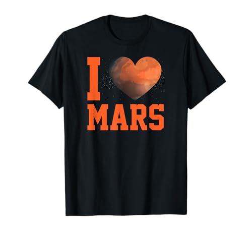 Planet Martian I Love Mars Heart T-Shirt