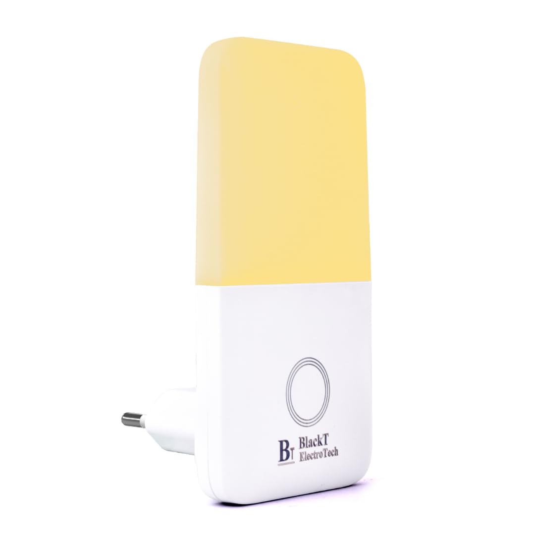 Blackt Electrotech BT81S6 Plug-in Dusk to Dawn Night Light Warm White- Adjustable 3-Stage Brightness, Manual On/Off - usecase for Any Room (1)