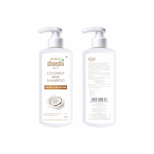 Image of Dhathri Dheedhi Daily Coconut Milk Shampoo and Conditioner with Aloe Vera, Amla, Almond Oil - Deeply Nourishing and Frizz Free Hair, Free from Parabens, Dyes, and Phthalates