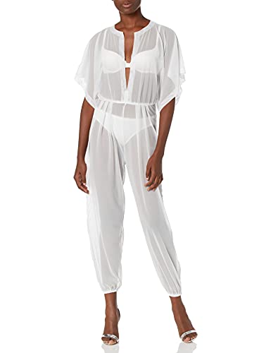 Norma Kamali Women s Rectangle Jog Jumpsuit, White MESH, XXS