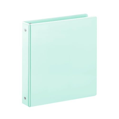 Image of SUIN 1 Inch 3 Ring Binder, Clear 1'' View Presentation Binders with 2 Pockets, Fits 8.5 x 11 Letter Size, Durable Polypropylene, Non-Stick & PVC-Free for School, Office & Home (Pastel Green)
