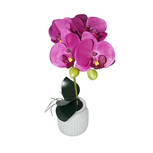 Hisow Artificial Orchids Flowers With Pot, Silk Orchids Flowers Faux Orchids Plants Silk Flowers Arrangements For Home Décor Wedding Office Hotel And Party (Purple) #TOP4