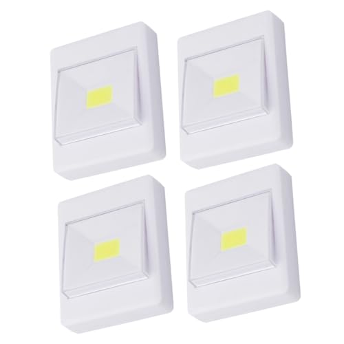SEWACC 4pcs Cob Led Wall Light Battery Operated Cabinet Light Soft Glare Illumination for Pantry Closet Bathroom Eye -Adhesive Installation Random Style