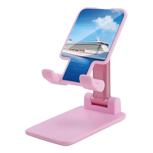 Support de téléphone portable double pliable rose réglable en hauteur universel
