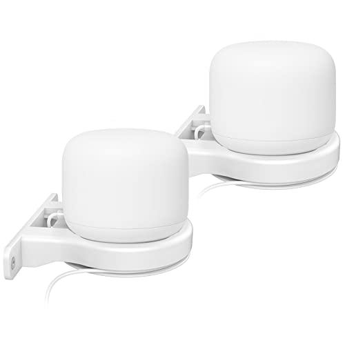Delidigi 2 Pack ABS Wall Mount Compatible with Nest WiFi Router- AC2200 Bracket Holder Shelf for Nest WiFi Point [Built-in Cable Management](2 Pack, White)