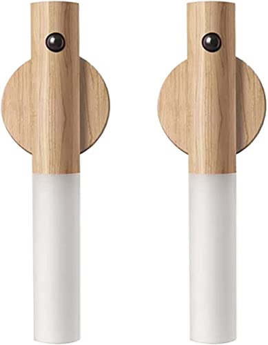 Apliques LED de madera recargables USB con sensor de movimiento pack de 2