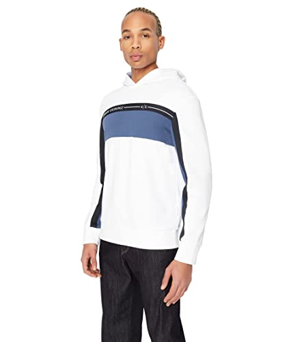 Armani Exchange Men's Unbrushed Organic Cotton Tri-Color Hooded Sweatshirt